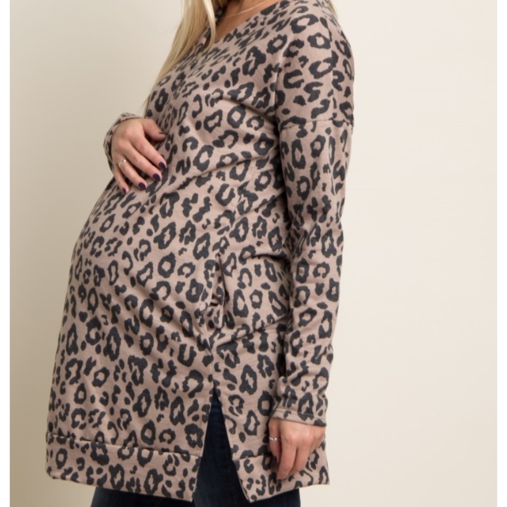 Pinkblush Mocha Cheetah V-Neck Maternity Sweater